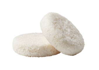 Two round rice cakes stack, fluffy and white