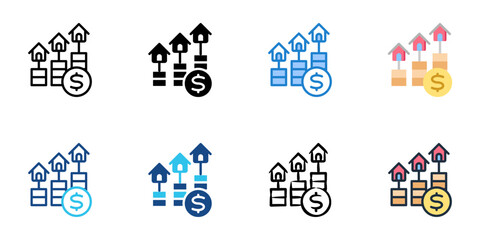 Home equity icon set multiple style collection 
