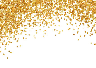 Golden glitter cascade against black background