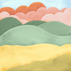 Calm Abstract Nature Landscape in Pastel Tones