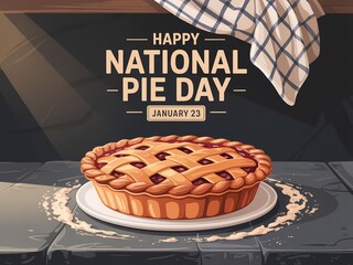 Celebrate national pie day with a delicious lattice top berry pie on a tablecloth