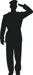 Soldier silhouette saluting wearing a cap and uniform