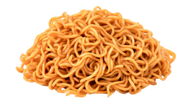 Golden Noodles A delectable mountain of golden noodles, artfully arranged, promising a symphony of flavors and textures in every bite, inviting the viewer to savor the delicious anticipation.