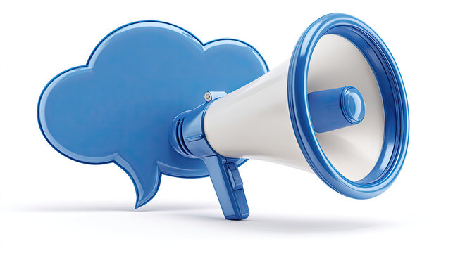 Blue Speech Bubble Megaphone Announcement - Powered by Adobe