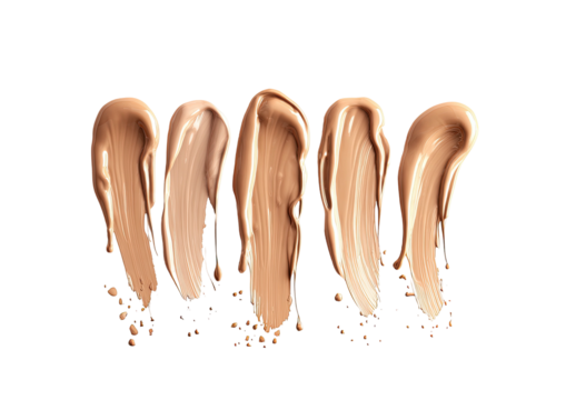Beige foundation swatches with luminous finish on black