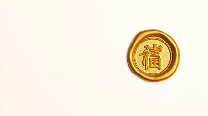 elegant golden wax seal isolated on a neutral background, showcasing intricate details and craftsmanship, evoking a sense of tradition and sophistication