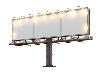 Billboard Empty white billboard lit against black background