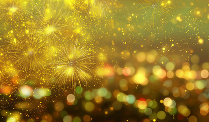 Celebrate success with festive golden fireworks and bokeh lights, perfect for New Year's Eve, anniversaries, or triumphant business achievements