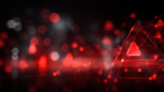 A digital abstract image featuring red triangular shapes with glowing accents, creating a futuristic and alert ambiance.