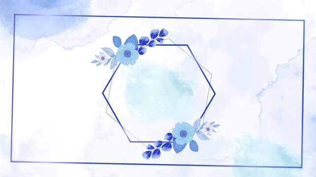 Elegant blue hexagon animation swirling on light watercolor backdrop creating a modern, dynamic, professional design motion graphic template