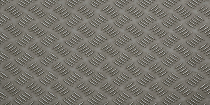 Seamless metallic diamond plate texture pattern background with industrial steel surface design