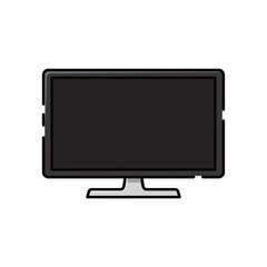 Isolated modern flat screen monitor illustration in flat line style, representing computer display, technology, office equipment, and digital visual interface