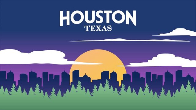 beautiful view of the silhouette of the city of Houston, Texas