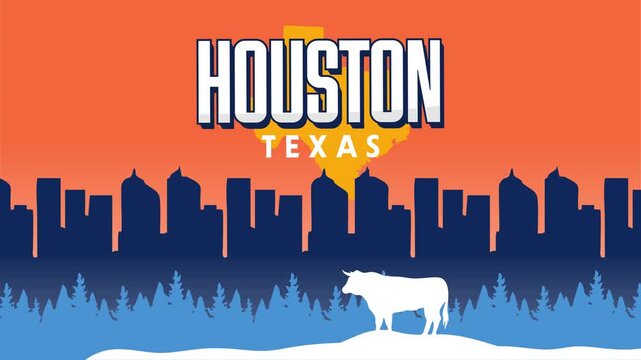 beautiful view of the silhouette of the city of Houston, Texas