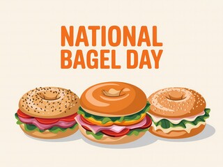 Celebrate national bagel day with deliciously topped bagel sandwiches and festive text