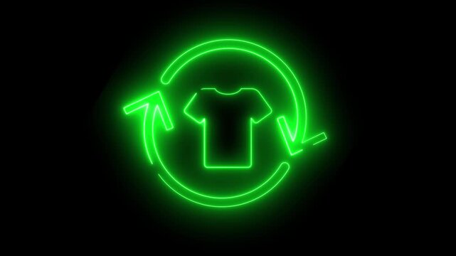Clothing icons with arrows, reuse. Animated neon light	