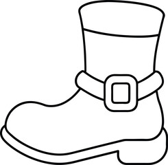 Leprechaun Boot Line Art with Buckle and Curl Detail