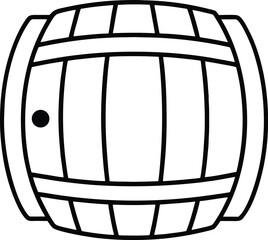 Beer barrel line art vector with metal bands and bung hole