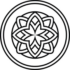 Celtic Shield Round Emblem Line Art symbol