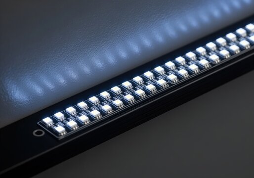 High intensity white SMD LED array on a slim black electronic circuit strip