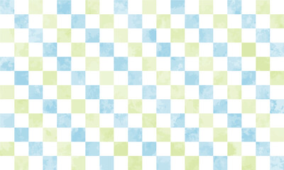 爽やかなブルーとグリーンの市松模様背景　ベクター