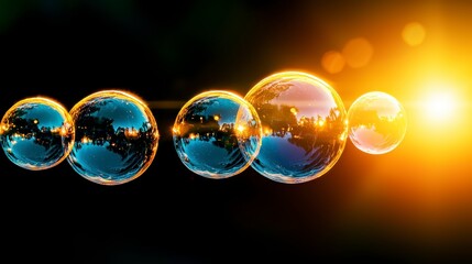 Bubbles Floating in Sunset Nature Photography Outdoor Environment Macro Viewpoint Beauty in Simplicity