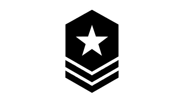 Vector illustration of black chevron with a white star and three stripes isolated on transparent background