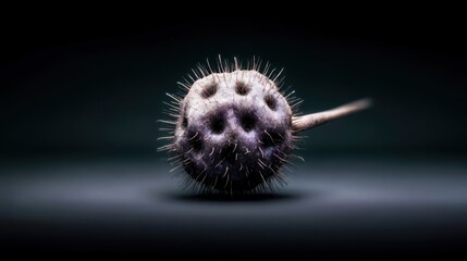 Unique Macro Image of a Spiky Seed Pod on a Dark Background in Artistic Style