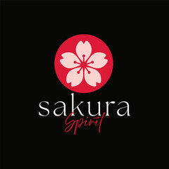 Elegant sakura flower logo inside a red circle, featuring clean petals and modern styling suitable for beauty, wellness, nature, or branding themes. Editable Vector File
