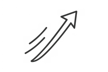 Hand drawing arrow pointing up indicating growth, progress, business success, financial increase trend with transparent background