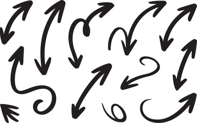 Arrow hand drawn doodle set