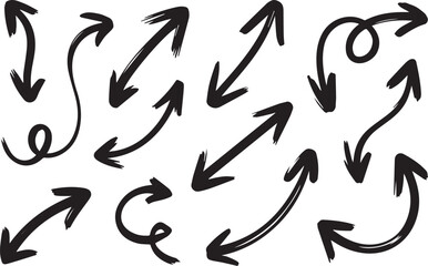 Arrow brush stroke set