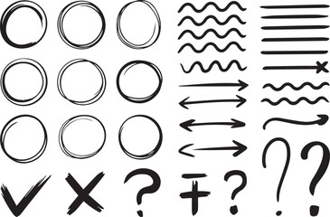 Doodle hand drawn elements set