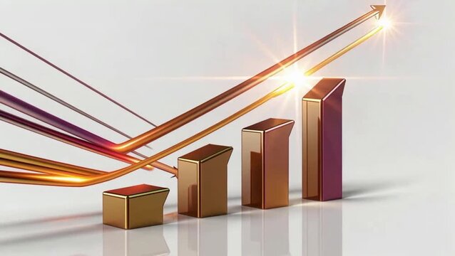 Growth bar chart with arrow