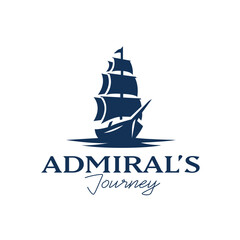 Elegant vintage sailing ship silhouette with bold sails and smooth waves, ideal for branding, emblems, and nautical themes. Clean modern vector style. Editable Vector File
