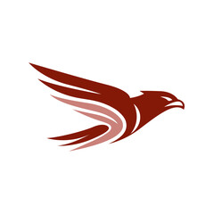 Stylized flying hawk silhouette with dynamic wings in clean modern vector style. Perfect for badges, emblems, and branding. Editable Vector File
