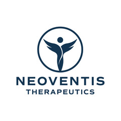 Abstract human figure with uplifted arms inside a circular frame, symbolizing healing, renewal, and therapeutic wellness. Ideal for health and medical branding. Editable Vector File
