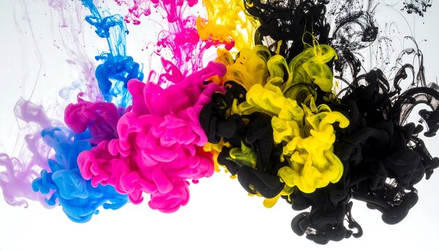 Colorful Ink Dispersion - A Vibrant Abstract Art Creation.