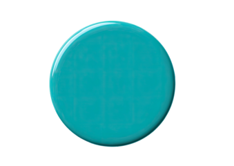 Glossy, teal-colored circle on black. Dome-shaped appearance