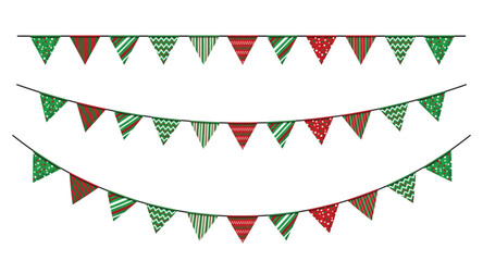 Obraz premium Carnival garland with flags hanging on rope banner. Triangular pennant decoration festival. Perfect for party, Birthday, Christmas, anniversary, and festival fair, birthday, anniversary, New Year