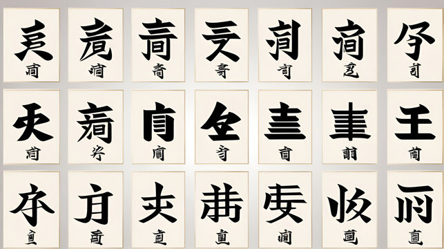 vector set :kanji with translation - Powered by Adobe