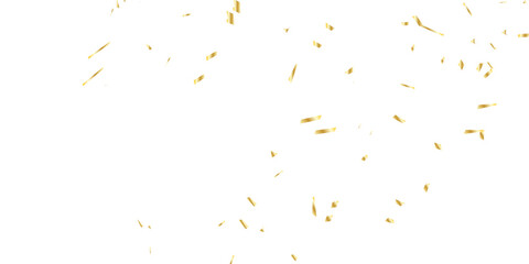  scattered array of golden confetti pieces falling against a stark white background  and celebratory atmosphere. Perfect for adding a touch of sparkle and joy.