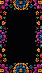 Vibrant papel picado pattern on black background National Hispanic Heritage Month greeting , september, design