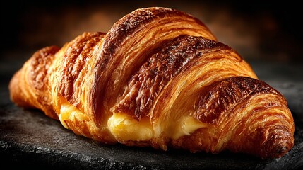 Authentic French Croissant Golden Layers and Butter Fresh Bakery Breakfast Photography