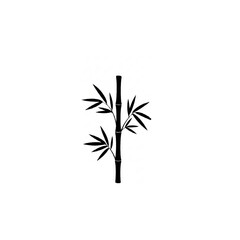 Minimalist Black Bamboo Plant Icon on White