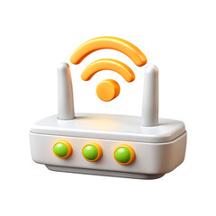 Modern 3d wifi router icon with signal waves for digital connectivity and networking transparent background