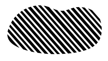 Black diagonal striped blob, modern abstract shape