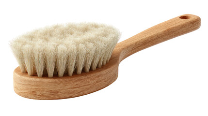 Wooden face brush with soft bristles isolated on transparent background