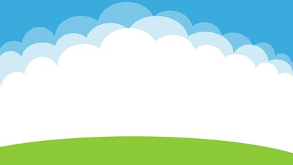 Blue sky with clouds cartoon background, simple landscape scene