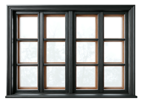 Elegant black framed window with divided pane views